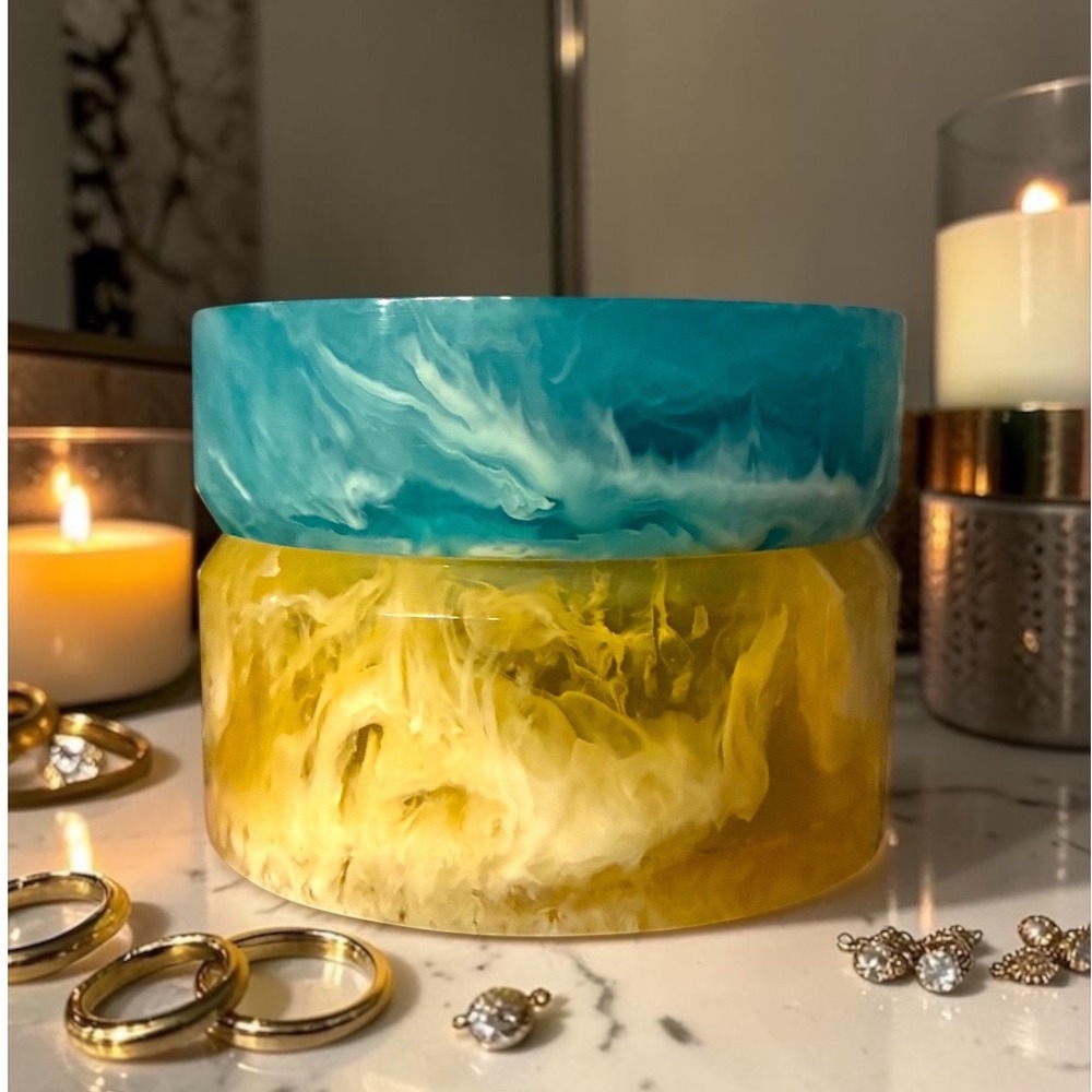 Jonathan Adler Mustique Box Marbled Acrylic Onyx Swirl Jewelry Decorative Decor